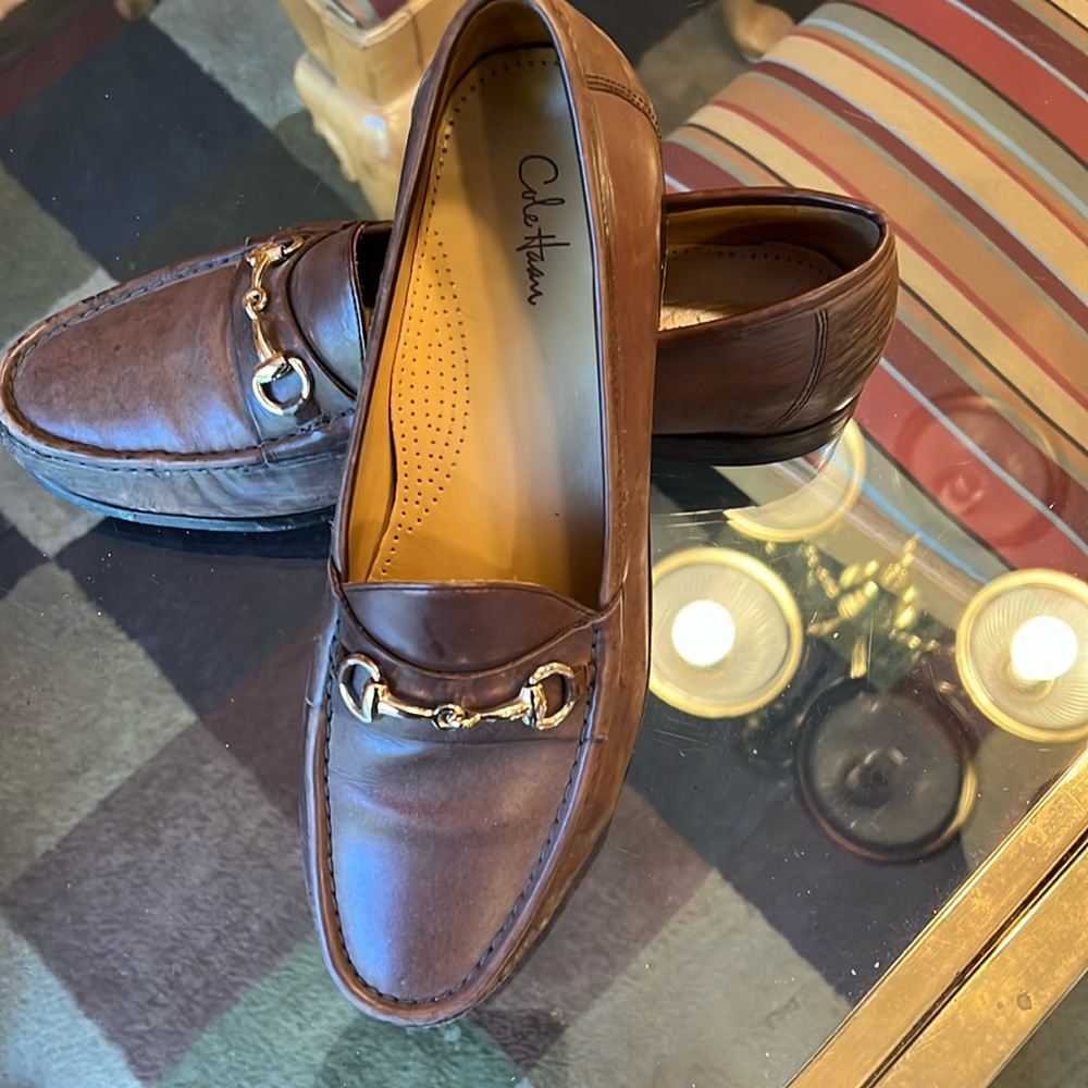 Cole Haan Men's Leather Brown Slip-On Loafers